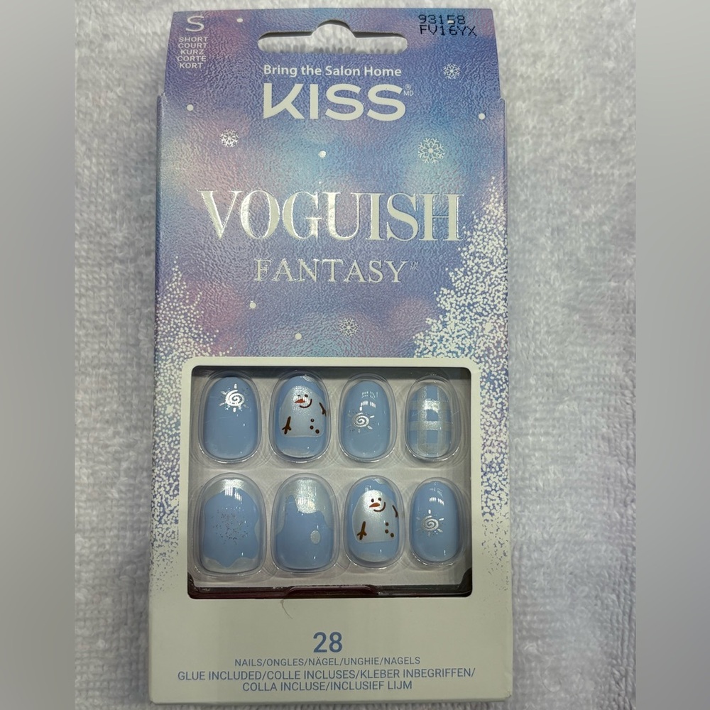 New KISS Voguish Fantasy Blue Snowman Press on Nails Christmas